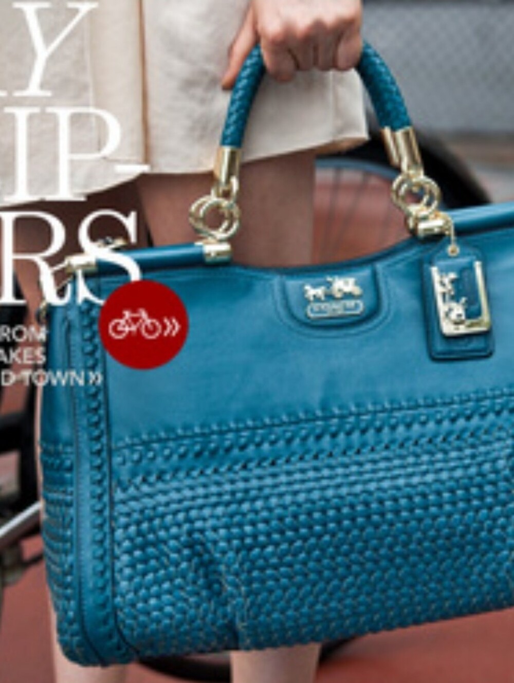Coach Teal Woven Madison Caroline  Leather Dowel Satchel RARE hard to find!!